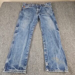 Wrangler FR Flame Resistant Original Fit Jeans Mens 35x30 Blue Denim HRC2 2112